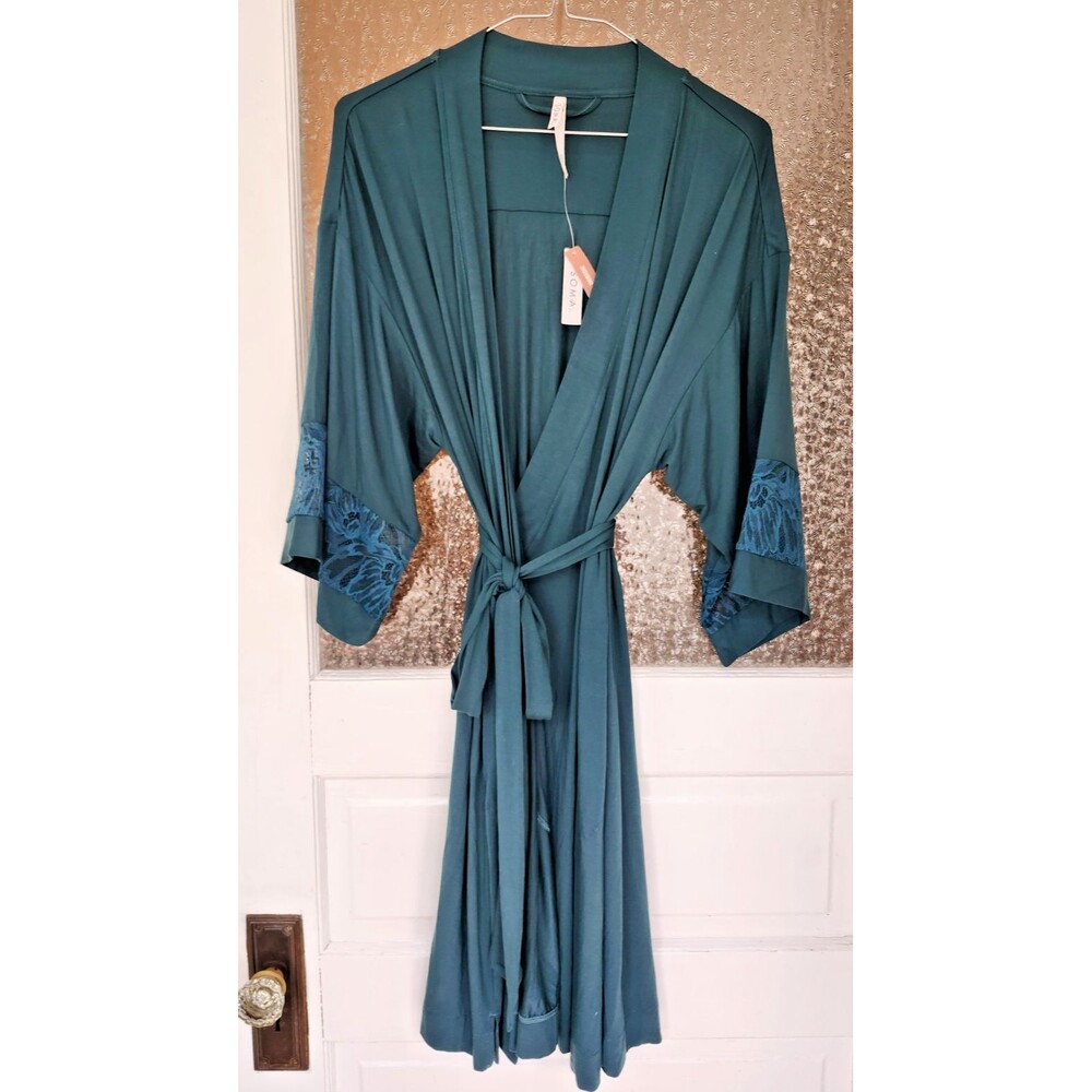 Soma Cool Nights NWT Robe S/M Small/Medium • Dark Sea Teal • Lightweight Kimono